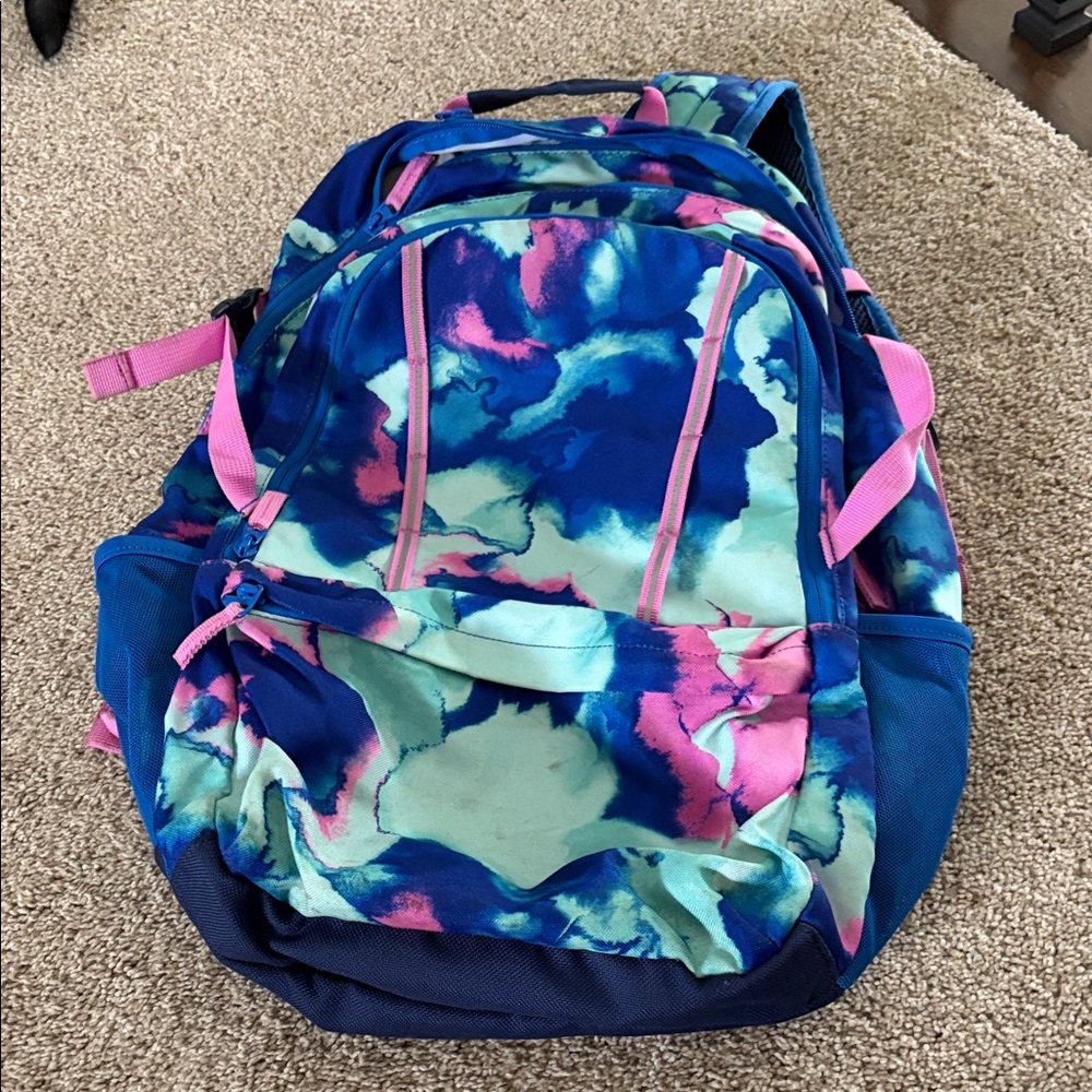 Lands End EUC Tie-Dye Backpack with Pink Accents
